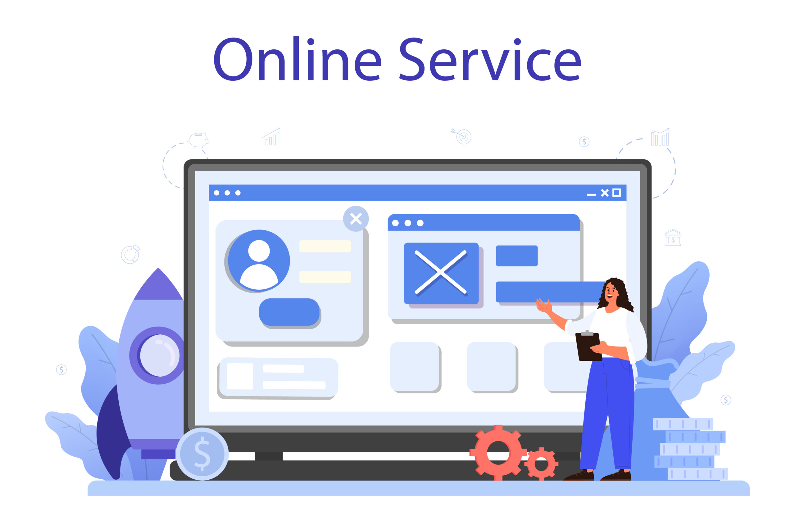 Business boost online service or platform. Company and personal